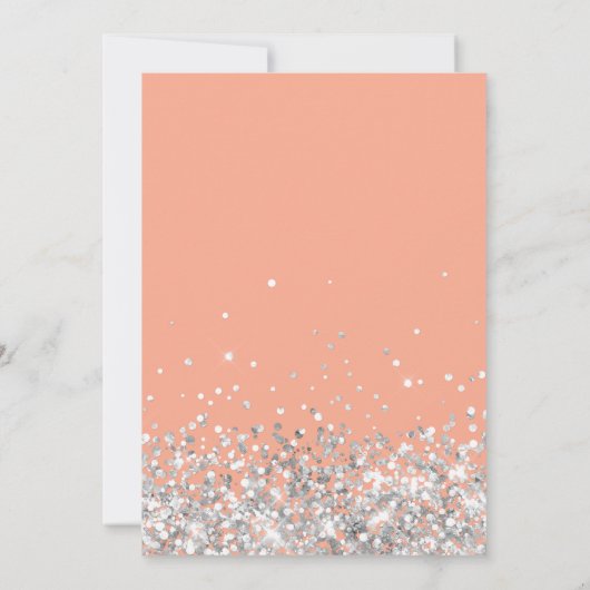 Perzik Zilver Glitter Verjaardagsfeestje Kaart (Achterkant)