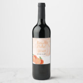 Perzik Zomer Bruiloft Wine Label Wijn Etiket (Voorkant)