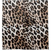 Perzik Zwart Crème Leopard Dier Douchegordijn (Voorkant)