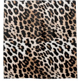 Perzik Zwart Crème Leopard Dier Douchegordijn