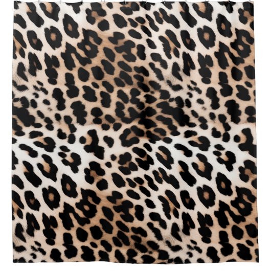 Perzik Zwart Crème Leopard Dier Douchegordijn (Voorkant)