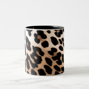 Perzik Zwart Crème Leopard Dier Tweekleurige Koffiemok