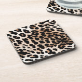 Perzik zwart crème luipaard bruiloft bier onderzetter (Linkerzijde)