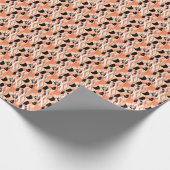 Perzik Zwart Wit Abstract Patroon. Cadeaupapier (Hoek)