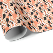 Perzik Zwart Wit Abstract Patroon. Cadeaupapier (Rol Hoek)
