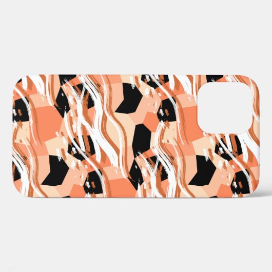 Perzik Zwart Wit Abstract Patroon. Case-Mate iPhone Case (Achterkant (horizontaal))
