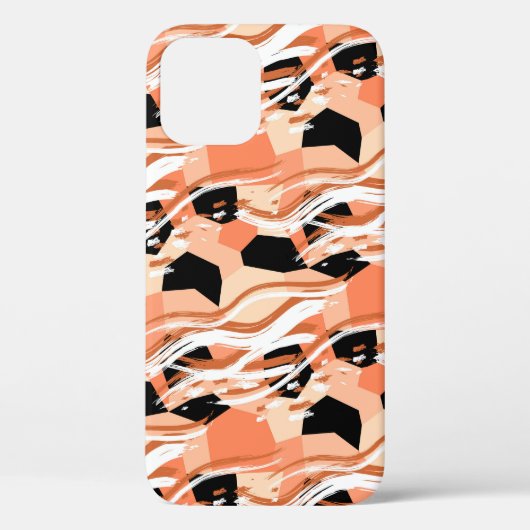 Perzik Zwart Wit Abstract Patroon. Case-Mate iPhone Case (Achterkant)