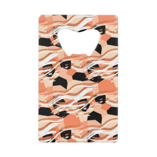 Perzik Zwart Wit Abstract Patroon. Creditkaart Flessenopener