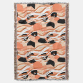 Perzik Zwart Wit Abstract Patroon. Deken (Voorkant Verticaal)