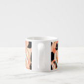 Perzik Zwart Wit Abstract Patroon. Espresso Kop (Achterkant)