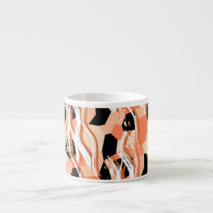 Perzik Zwart Wit Abstract Patroon. Espresso Kop