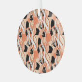 Perzik Zwart Wit Abstract Patroon. Glas Ornament (Voorkant links)