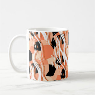 Perzik Zwart Wit Abstract Patroon. Koffiemok