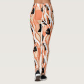 Perzik Zwart Wit Abstract Patroon. Leggings (Achterkant)