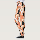 Perzik Zwart Wit Abstract Patroon. Leggings (Links)
