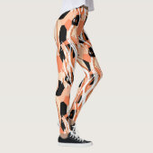 Perzik Zwart Wit Abstract Patroon. Leggings (Rechts)