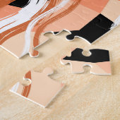 Perzik Zwart Wit Abstract Patroon. Legpuzzel (Zijkant)