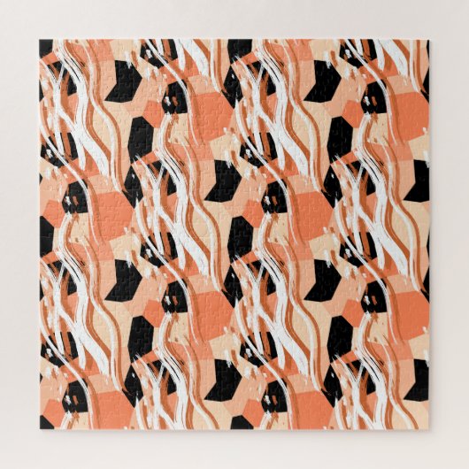 Perzik Zwart Wit Abstract Patroon. Legpuzzel (Verticaal)