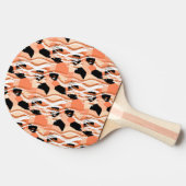 Perzik Zwart Wit Abstract Patroon. Tafeltennisbatje (Zijkant)