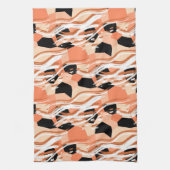 Perzik Zwart Wit Abstract Patroon. Theedoek (Verticaal)