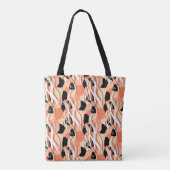 Perzik Zwart Wit Abstract Patroon. Tote Bag (Achterkant)