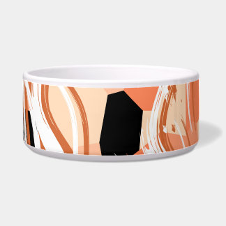 Perzik Zwart Wit Abstract Patroon. Voerbakje