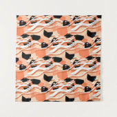 Perzik Zwart Wit Abstract Patroon. Wandkleed (Voorkant (horizontaal))