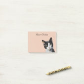Perzik Zwart Wit Kitty Kat Post-it® Notes (Op bureau)