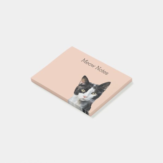 Perzik Zwart Wit Kitty Kat Post-it® Notes (Schuin)