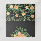 Perzik Zwarte Pioen & Roze Bloemige Bruiloft Plaatskaartje (Buitenkant ongevouwen)