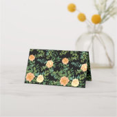 Perzik Zwarte Pioen & Roze Bloemige Bruiloft Plaatskaartje (Achterkant)