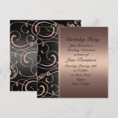 Perzik/zwarte wervelkant grens grens verjaardagsui kaart (Voorkant / Achterkant)