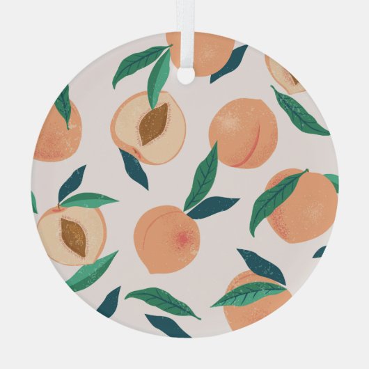 Perzikabrikoos: Tropisch naadloos patroon. Glas Ornament (Achterkant)