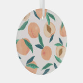 Perzikabrikoos: Tropisch naadloos patroon. Glas Ornament (Voorkant Rechts)