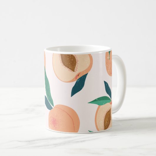 Perzikabrikoos: Tropisch naadloos patroon. Koffiemok (Voorkant rechts)