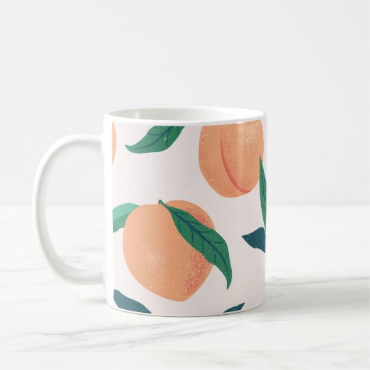 Perzikabrikoos: Tropisch naadloos patroon. Koffiemok (Links)