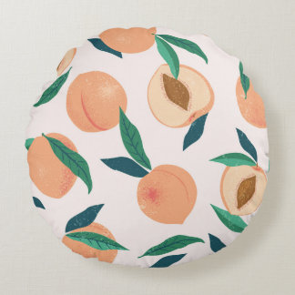 Perzikabrikoos: Tropisch naadloos patroon. Rond Kussen