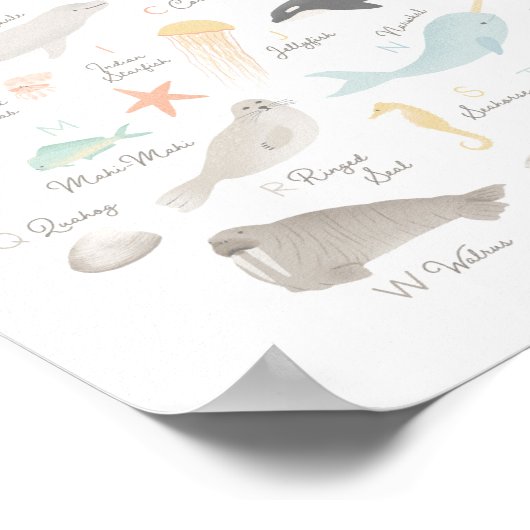 Perzikant Alfabet Nursery Decor Poster (Hoek)