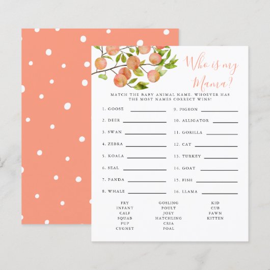 Perzikant die mijn Baby shower-spel is (Voorkant / Achterkant)