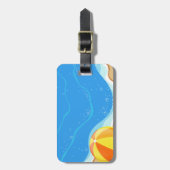 Perzikbal op het strand bagagelabel (Voorkant verticaal)