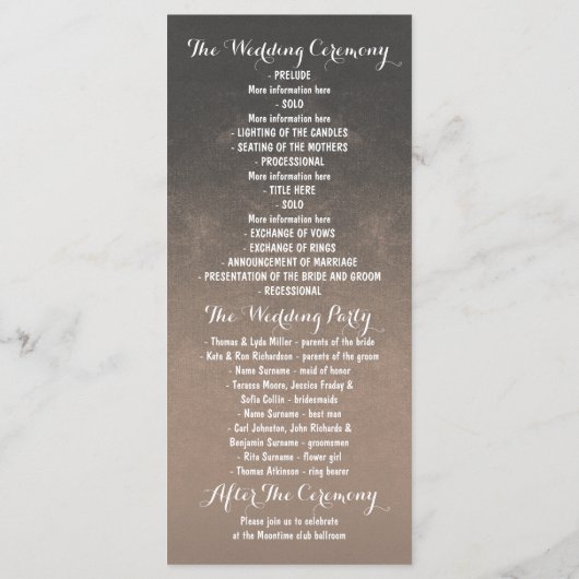 Perzikbeschilderde mason-jar-trouwprogramma's programmakaart (Achterkant)