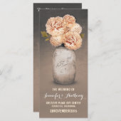 Perzikbeschilderde mason-jar-trouwprogramma's programmakaart (Voorkant / Achterkant)