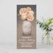 Perzikbeschilderde mason-jar-trouwprogramma's programmakaart (Staand voorkant)