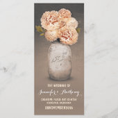 Perzikbeschilderde mason-jar-trouwprogramma's programmakaart (Voorkant)