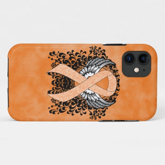 Perzikbewustmakingslint met ringen Case-Mate iPhone case (Achterkant (horizontaal))