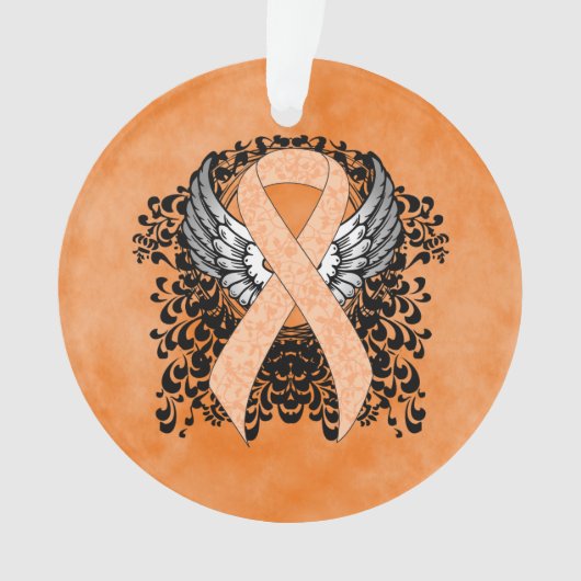 Perzikbewustmakingslint met ringen ornament (voorkant)