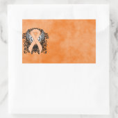 Perzikbewustmakingslint met ringen rechthoekige sticker (Tas)