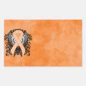 Perzikbewustmakingslint met ringen rechthoekige sticker (Voorkant)