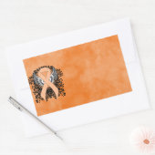 Perzikbewustmakingslint met ringen rechthoekige sticker (Envelop)