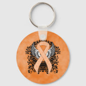 Perzikbewustmakingslint met ringen sleutelhanger (Voorkant)